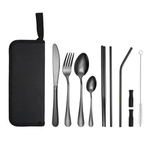 Load image into Gallery viewer, Portable Stainless Steel Cutlery Set Outdoor Picnic Knife And Fork Tool With Storage Bag, A Model Silver, A Model Gold, A Model Black, B Model Silver, B Model Gold, B Model Black, C Model Silver, C Model Black