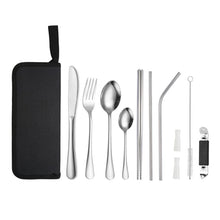 Load image into Gallery viewer, Portable Stainless Steel Cutlery Set Outdoor Picnic Knife And Fork Tool With Storage Bag, A Model Silver, A Model Gold, A Model Black, B Model Silver, B Model Gold, B Model Black, C Model Silver, C Model Black