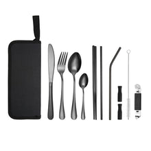 Load image into Gallery viewer, Portable Stainless Steel Cutlery Set Outdoor Picnic Knife And Fork Tool With Storage Bag, A Model Silver, A Model Gold, A Model Black, B Model Silver, B Model Gold, B Model Black, C Model Silver, C Model Black