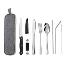 Load image into Gallery viewer, Portable Stainless Steel Cutlery Set Outdoor Picnic Knife And Fork Tool With Storage Bag, A Model Silver, A Model Gold, A Model Black, B Model Silver, B Model Gold, B Model Black, C Model Silver, C Model Black