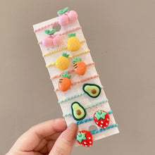 Load image into Gallery viewer, 10pcs /Set Children Lovely Hair Bands Ring Baby Small Unbreakable Hair Headband, Flowers 1, Avocado, Fruits And Vegetables, Flowers 2, Colorful Eight Petal Flowers, Pink Candy, Frog Animals, Ice Cream, Watermelon Fruits, Transparent Daisies, Cream Colo...