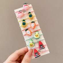 Load image into Gallery viewer, 10pcs /Set Children Lovely Hair Bands Ring Baby Small Unbreakable Hair Headband, Flowers 1, Avocado, Fruits And Vegetables, Flowers 2, Colorful Eight Petal Flowers, Pink Candy, Frog Animals, Ice Cream, Watermelon Fruits, Transparent Daisies, Cream Colo...
