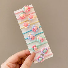 Load image into Gallery viewer, 10pcs /Set Children Lovely Hair Bands Ring Baby Small Unbreakable Hair Headband, Flowers 1, Avocado, Fruits And Vegetables, Flowers 2, Colorful Eight Petal Flowers, Pink Candy, Frog Animals, Ice Cream, Watermelon Fruits, Transparent Daisies, Cream Colo...