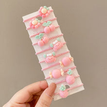Load image into Gallery viewer, 10pcs /Set Children Lovely Hair Bands Ring Baby Small Unbreakable Hair Headband, Flowers 1, Avocado, Fruits And Vegetables, Flowers 2, Colorful Eight Petal Flowers, Pink Candy, Frog Animals, Ice Cream, Watermelon Fruits, Transparent Daisies, Cream Colo...