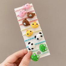 Load image into Gallery viewer, 10pcs /Set Children Lovely Hair Bands Ring Baby Small Unbreakable Hair Headband, Flowers 1, Avocado, Fruits And Vegetables, Flowers 2, Colorful Eight Petal Flowers, Pink Candy, Frog Animals, Ice Cream, Watermelon Fruits, Transparent Daisies, Cream Colo...