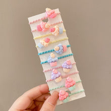 Load image into Gallery viewer, 10pcs /Set Children Lovely Hair Bands Ring Baby Small Unbreakable Hair Headband, Flowers 1, Avocado, Fruits And Vegetables, Flowers 2, Colorful Eight Petal Flowers, Pink Candy, Frog Animals, Ice Cream, Watermelon Fruits, Transparent Daisies, Cream Colo...