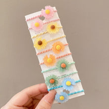 Load image into Gallery viewer, 10pcs /Set Children Lovely Hair Bands Ring Baby Small Unbreakable Hair Headband, Flowers 1, Avocado, Fruits And Vegetables, Flowers 2, Colorful Eight Petal Flowers, Pink Candy, Frog Animals, Ice Cream, Watermelon Fruits, Transparent Daisies, Cream Colo...