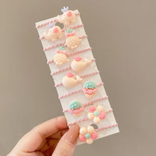 Load image into Gallery viewer, 10pcs /Set Children Lovely Hair Bands Ring Baby Small Unbreakable Hair Headband, Flowers 1, Avocado, Fruits And Vegetables, Flowers 2, Colorful Eight Petal Flowers, Pink Candy, Frog Animals, Ice Cream, Watermelon Fruits, Transparent Daisies, Cream Colo...