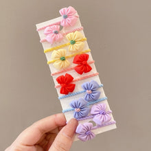 Load image into Gallery viewer, 10pcs /Set Children Lovely Hair Bands Ring Baby Small Unbreakable Hair Headband, Flowers 1, Avocado, Fruits And Vegetables, Flowers 2, Colorful Eight Petal Flowers, Pink Candy, Frog Animals, Ice Cream, Watermelon Fruits, Transparent Daisies, Cream Colo...