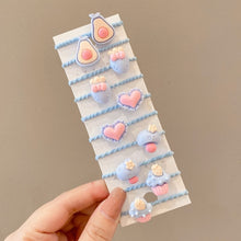 Load image into Gallery viewer, 10pcs /Set Children Lovely Hair Bands Ring Baby Small Unbreakable Hair Headband, Flowers 1, Avocado, Fruits And Vegetables, Flowers 2, Colorful Eight Petal Flowers, Pink Candy, Frog Animals, Ice Cream, Watermelon Fruits, Transparent Daisies, Cream Colo...