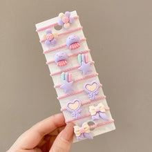 Load image into Gallery viewer, 10pcs /Set Children Lovely Hair Bands Ring Baby Small Unbreakable Hair Headband, Flowers 1, Avocado, Fruits And Vegetables, Flowers 2, Colorful Eight Petal Flowers, Pink Candy, Frog Animals, Ice Cream, Watermelon Fruits, Transparent Daisies, Cream Colo...