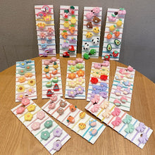 Load image into Gallery viewer, 10pcs /Set Children Lovely Hair Bands Ring Baby Small Unbreakable Hair Headband, Flowers 1, Avocado, Fruits And Vegetables, Flowers 2, Colorful Eight Petal Flowers, Pink Candy, Frog Animals, Ice Cream, Watermelon Fruits, Transparent Daisies, Cream Colo...