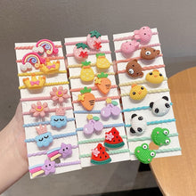 Load image into Gallery viewer, 10pcs /Set Children Lovely Hair Bands Ring Baby Small Unbreakable Hair Headband, Flowers 1, Avocado, Fruits And Vegetables, Flowers 2, Colorful Eight Petal Flowers, Pink Candy, Frog Animals, Ice Cream, Watermelon Fruits, Transparent Daisies, Cream Colo...