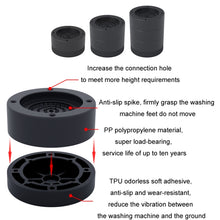 Load image into Gallery viewer, Washing Machine Base Non-Slip Heightening Fixed Shock-Absorbing Foot Pads, Black 3.5cm, Black 6cm, Black 8.5cm