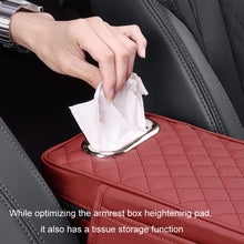 Load image into Gallery viewer, Car Armrest Box Booster Pad Widened Interior Tissue Box, Black, Volcanic Red, Mocha Brown, Beige, Black Red, Gray, Brown
