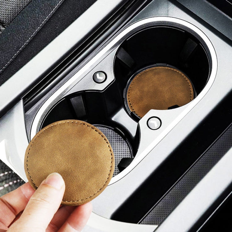 2pcs/ Set Car Suede Anti-Slip Water Coaster Car Interior Decoration