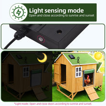 Load image into Gallery viewer, Solar Powered Automatic Chicken Coop Door 4 Modes Automatic Chicken Door with Remote Control, Solar