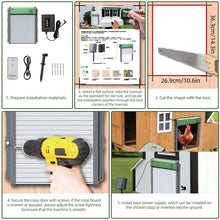 Load image into Gallery viewer, Solar Powered Automatic Chicken Coop Door 4 Modes Automatic Chicken Door with Remote Control, Solar