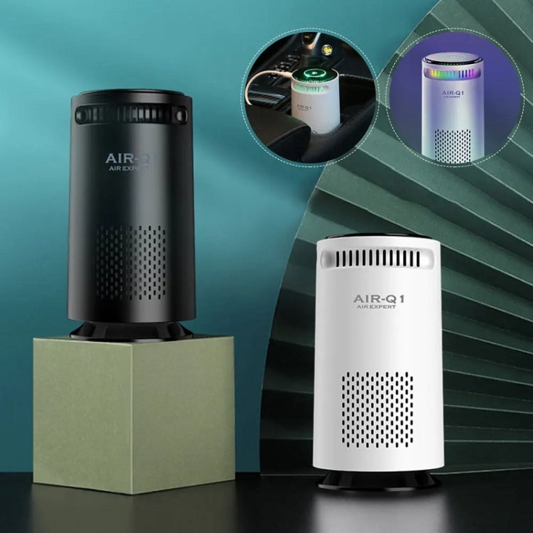 Car Negative Ion Air Purifier Odor Removal Aromatherapy, Black, White