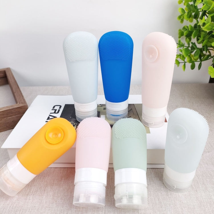 60ml Silicone Suction Cup With Brush Squeezed Bottle Portable Travel Storage Bottle, Blue, Green, Pink