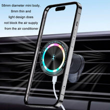 Load image into Gallery viewer, Magsafe 15W Magnetic Colorful Light Wireless Charging Mobile Phone Holder, A9 Air Outlet Dark Gray, A9 Air Outlet Silver, A9 Adhesive Dark Gray