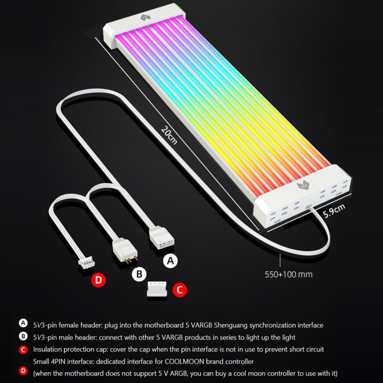 AOSOR Al200 Neon Cable Computer Motherboard Graphics Card Glow Board Power Supply Line Decoration, AL200