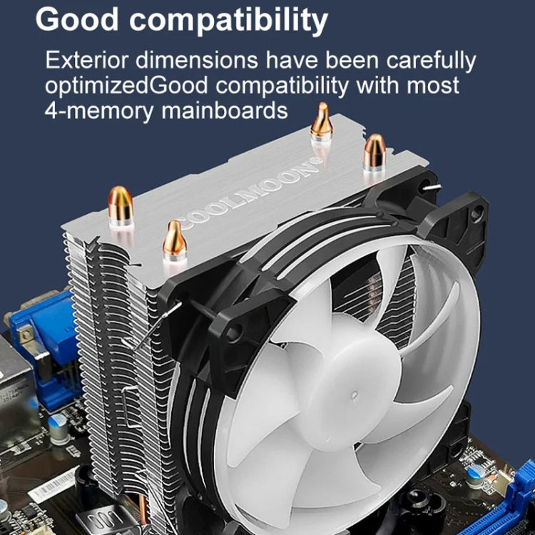 COOLMOON Frost Double Copper Tube CPU Fan Desktop PC Illuminated Silent AMD Air-Cooled Cooler, P2 Magic Moon Edition Single Fan, P22 Magic Moon Edition Double Fan, P2 Streamline Edition Single Fan, P22 Streamline Edition Double Fan