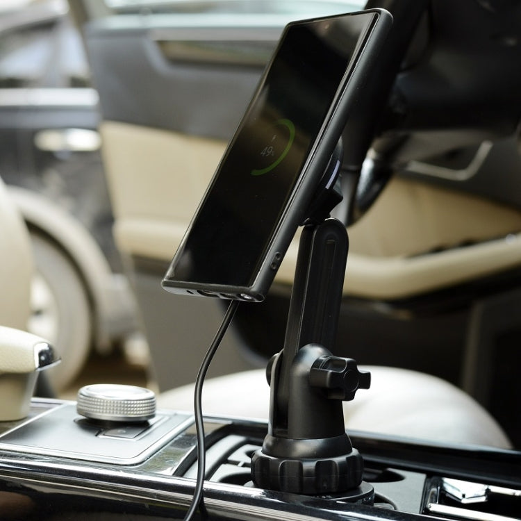 Car Water Cup Holder MagSafe Wireless Charging Bracket, Black