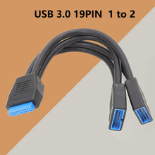 Load image into Gallery viewer, Computer Motherboard 19 Pin USB3.0 One To Two Extension Cable, 21cm 19Pin