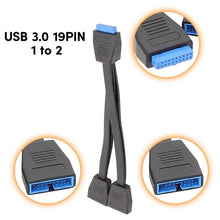 Load image into Gallery viewer, Computer Motherboard 19 Pin USB3.0 One To Two Extension Cable, 21cm 19Pin