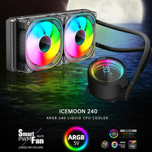Load image into Gallery viewer, COOLMOON CM-YM-240T Digital ARGB Lens Edition Integrated Water Cooling CPU Cooler Temperature Display CPU Fan, CM-YM-240T