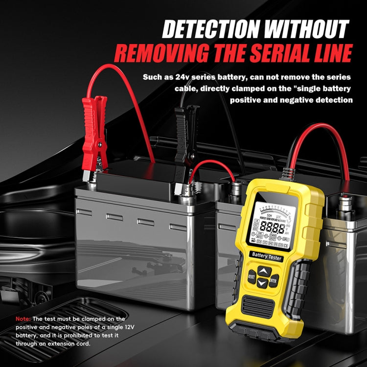 FOXSUR 12V/24V Automotive Lead-acid Battery Internal Resistance Rapid Analyzer, Yellow