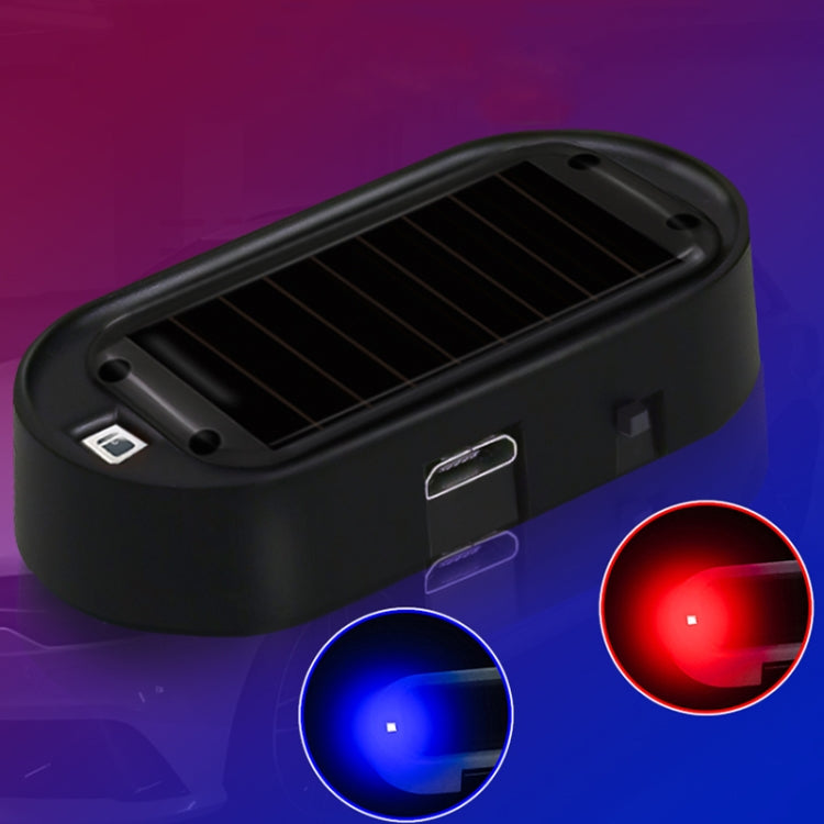 Car Solar Analog Anti-theft Device LED Warning Light, Black Shell Blue Light, Black Shell Red Light