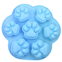 Load image into Gallery viewer, 7 Cells Small and Large Cat Paw Silicone Cake Mould Cartoon DIY Handmade Essential Oil Soap Moulds, Pink, Light Blue