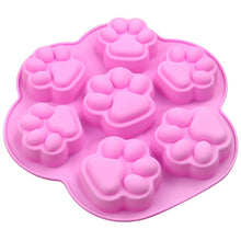 Load image into Gallery viewer, 7 Cells Small and Large Cat Paw Silicone Cake Mould Cartoon DIY Handmade Essential Oil Soap Moulds, Pink, Light Blue