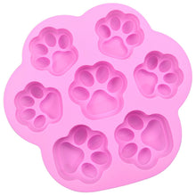 Load image into Gallery viewer, 7 Cells Small and Large Cat Paw Silicone Cake Mould Cartoon DIY Handmade Essential Oil Soap Moulds, Pink, Light Blue