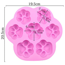 Load image into Gallery viewer, 7 Cells Small and Large Cat Paw Silicone Cake Mould Cartoon DIY Handmade Essential Oil Soap Moulds, Pink, Light Blue