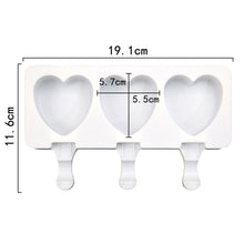 Load image into Gallery viewer, 3 Grids Heart Shape Ice Cream Model DIY Pudding Mold Without Stick, 3 Grids Heart