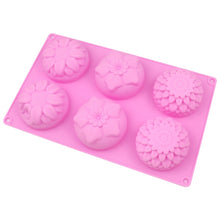 Load image into Gallery viewer, 6 Grids 3 Groups Flower Shape Silicone Cake Mold Baking DIY Handmade Soap Model Sunflower Moon Cake Mold, 6 Grids Flower