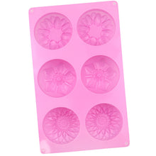 Load image into Gallery viewer, 6 Grids 3 Groups Flower Shape Silicone Cake Mold Baking DIY Handmade Soap Model Sunflower Moon Cake Mold, 6 Grids Flower