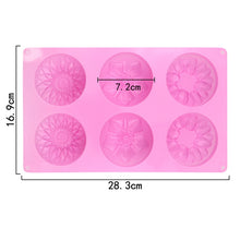 Load image into Gallery viewer, 6 Grids 3 Groups Flower Shape Silicone Cake Mold Baking DIY Handmade Soap Model Sunflower Moon Cake Mold, 6 Grids Flower