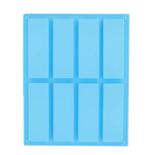 Load image into Gallery viewer, 8 Grids Rectangular Silicone Handmade Soap Mould DIY Aromatherapy Mould, Light Blue, Purple, Pink