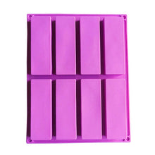 Load image into Gallery viewer, 8 Grids Rectangular Silicone Handmade Soap Mould DIY Aromatherapy Mould, Light Blue, Purple, Pink