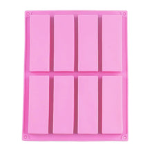 Load image into Gallery viewer, 8 Grids Rectangular Silicone Handmade Soap Mould DIY Aromatherapy Mould, Light Blue, Purple, Pink