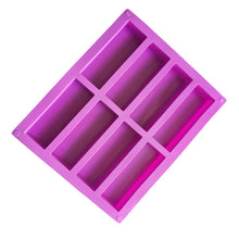 Load image into Gallery viewer, 8 Grids Rectangular Silicone Handmade Soap Mould DIY Aromatherapy Mould, Light Blue, Purple, Pink