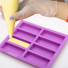 Load image into Gallery viewer, 8 Grids Rectangular Silicone Handmade Soap Mould DIY Aromatherapy Mould, Light Blue, Purple, Pink
