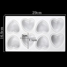 Load image into Gallery viewer, 8 Grids Heart Silicone Chocolate Mold Handmade Aroma Soap Mould, 8 Grids Heart