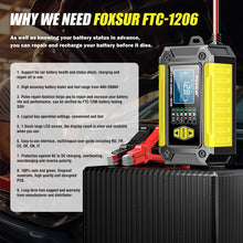 Load image into Gallery viewer, FOXSUR Cars Motorcycles 12V Lithium Cattery Charger With Battery Detection, US Plug, EU Plug, UK Plug, AU Plug