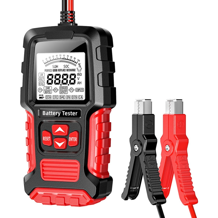 FOXSUR Automobile Motorcycle Battery Voltage Capacity Tester, Red