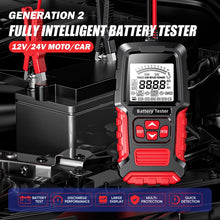 Load image into Gallery viewer, FOXSUR Automobile Motorcycle Battery Voltage Capacity Tester, Red
